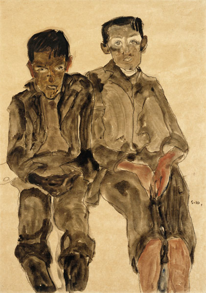 Zwei Sitzende Knaben a Egon Schiele