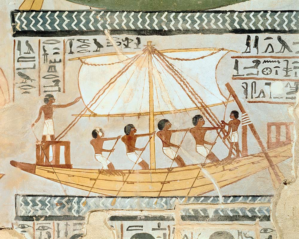 Boatmen on the Nile, from the Tomb of Sennefer, New Kingdom a Egizi