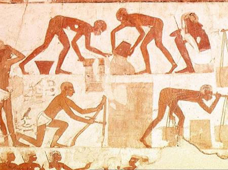 Construction of a wall, from the Tomb of Rekhmire, vizier of Tuthmosis III and Amenhotep II, New Kin a Egizi