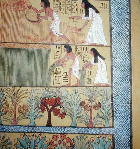 Detail of a harvest scene on the East Wall, from the Tomb of Sennedjem, The Workers' Village, New Ki a Egizi
