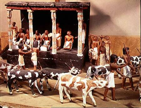 Funerary model of a census of livestock, from the Tomb of Meketre, Thebes, Middle Kingdom a Egizi