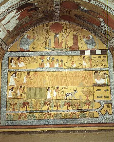 Harvest Scene on the East Wall, from the Tomb of Sennedjem, The Workers' Village, New Kingdom a Egizi