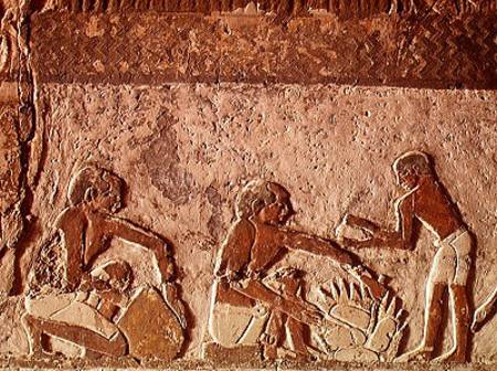 Relief depicting the making and baking of bread, Old Kingdom a Egizi