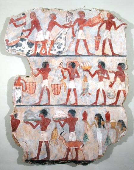 Scene of butchers and servants bringing offerings, from the Tomb of Onsou a Egizi