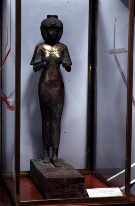 Statue of the Divine Adoratress Karomama, Third Intermediate Period (bronze with gold, silver & elec a Egizi