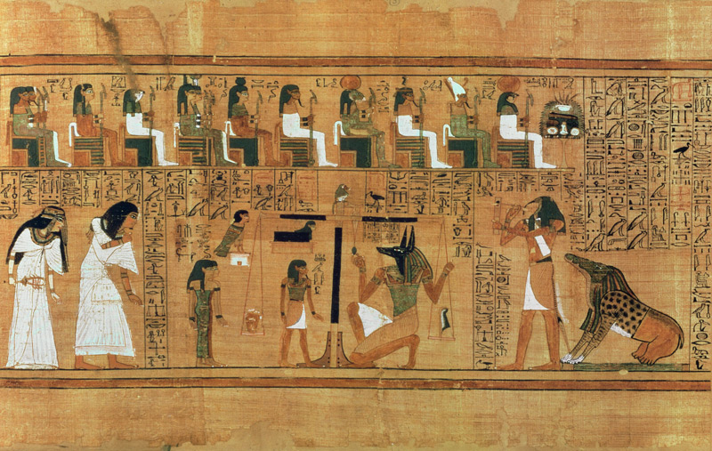 The Weighing of the Heart against the Feather of Truth, from the Book of the Dead of the Scribe Any, a Egyptian 19th Dynasty