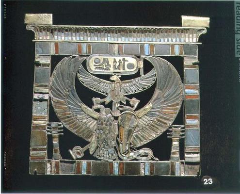 Pectoral of Ramesses II (c.1290-1224 BC) New Kingdom (gold, glass & turquoise) (see also 55440) a Egyptian 19th Dynasty