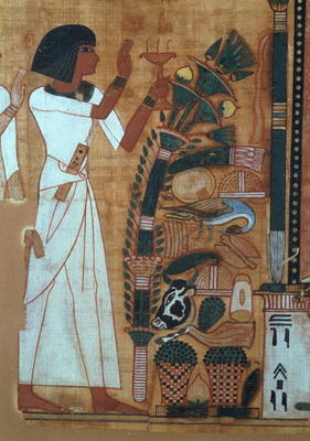 The Fumigation of Osiris, page from the Book of the Dead of Neb-Qued, Egyptian, New Kingdom (papyrus a Egyptian 19th Dynasty