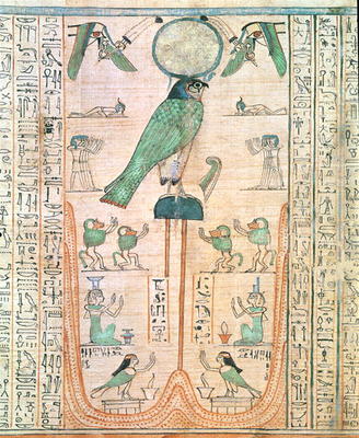 Adoration of the Rising Sun in the Form of the Falcon Re-Horakhty, New Kingdom, c.1150 BC (papyrus) a Egyptian 20th Dynasty