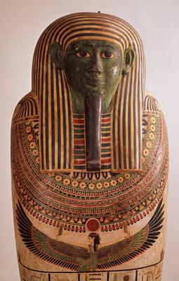 Outer lid of the sarcophagus of Psametik I (664-610 BC) Late Period (painted wood) a Egyptian 26th Dynasty
