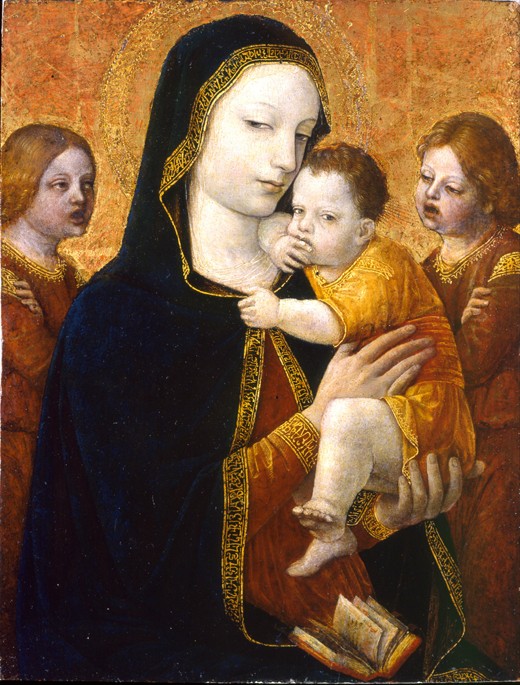 The Virgin and Child with two Angels a eigentl. Ambrogio da Fossano um Bergognone