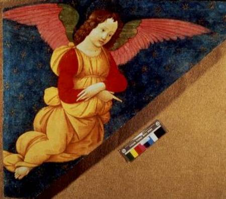 Angel: Panel from the Figline Altarpiece (fresco) a  (alias Domenico Tommaso Bigordi) Ghirlandaio Domenico
