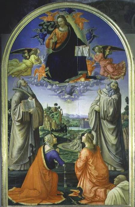 Christ in Glory with St. Benedict (c.480-547), St. Romuald (c.952-1027), St. Attinia, St. Grecinia a a  (alias Domenico Tommaso Bigordi) Ghirlandaio Domenico