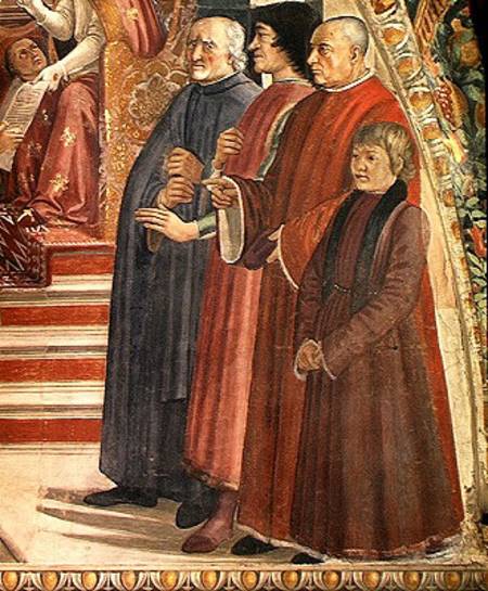 Detail of St. Francis receiving the Rule of the Order from Pope Honorius, scene from the cycle of th a  (alias Domenico Tommaso Bigordi) Ghirlandaio Domenico