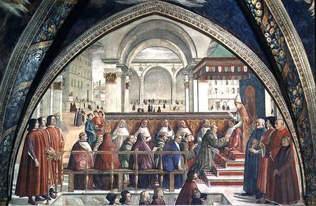 St. Francis receiving the Rule of the Order from Pope Honorius, scene from a cycle of the Life of St a  (alias Domenico Tommaso Bigordi) Ghirlandaio Domenico