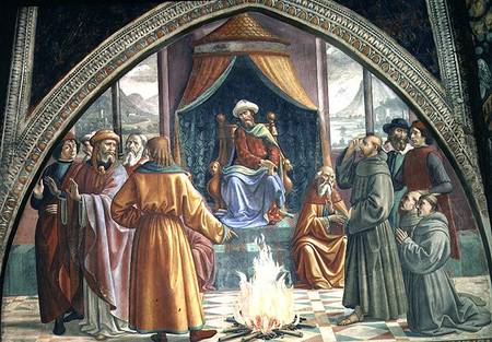 The Trial by Fire, St. Francis before the Sultan of Egypt, scene from a cycle of the Life of St. Fra a  (alias Domenico Tommaso Bigordi) Ghirlandaio Domenico