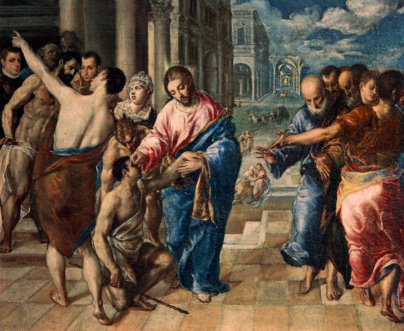 Jesus healing the blind man a El Greco (alias Dominikos Theotokopulos)