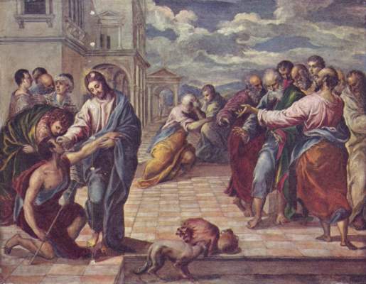 Christ cures the blind man a El Greco (alias Dominikos Theotokopulos)
