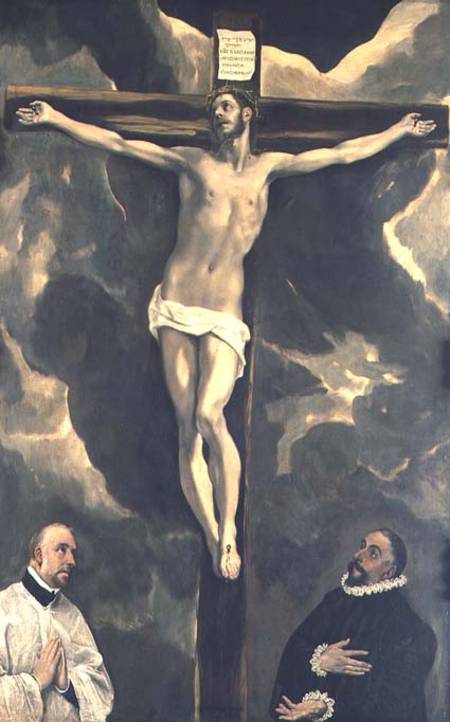The Crucifixion with Two Donors a El Greco (alias Dominikos Theotokopulos)