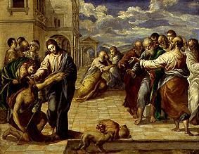 Cure of a blind man a El Greco (alias Dominikos Theotokopulos)