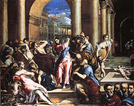 Expulsion of the dealers out of the temple a El Greco (alias Dominikos Theotokopulos)