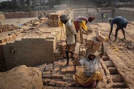 hard work at a brickyard, Kolkata
