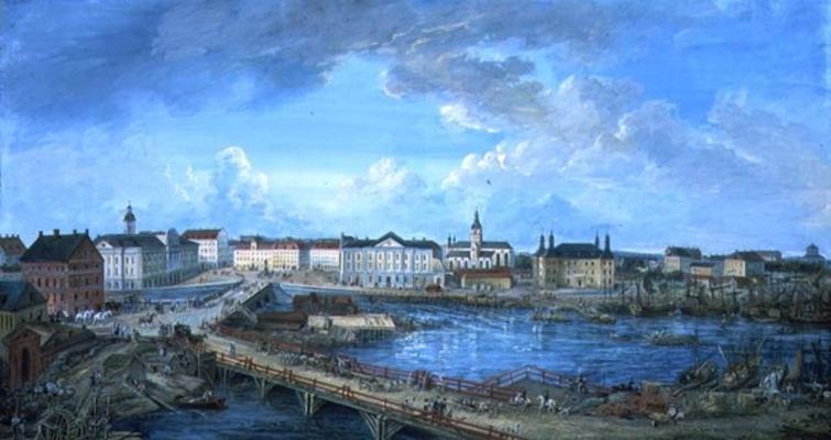 View of Stockholm from the Royal Palace, 1801 (gouache on canvas) a Elias Martin