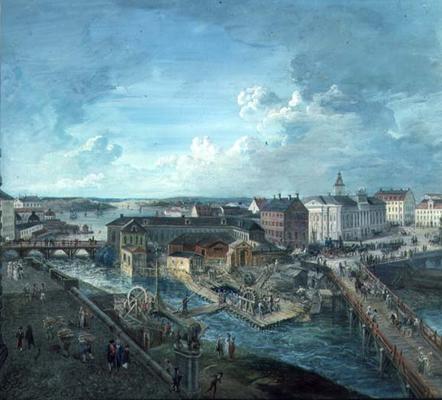 View of Stockholm from the Royal Palace (gouache on canvas) a Elias Martin