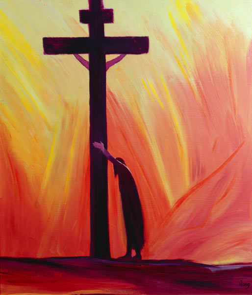 In our sufferings we can lean on the Cross by trusting in Christ''s love, 1993 (oil on panel)  a Elizabeth  Wang