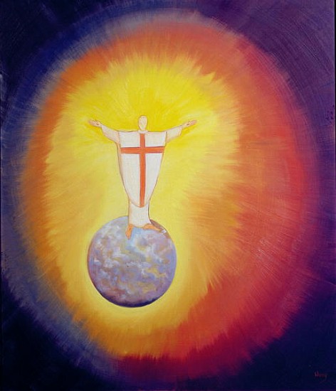 Jesus Christ is our High Priest who unites earth with Heaven, 1993 (oil on panel)  a Elizabeth  Wang