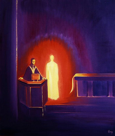Jesus Christ is present with us when the Scriptures are read, 1994 (oil on panel)  a Elizabeth  Wang