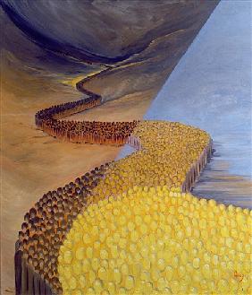 God''s Holy People stretch like a river from ancient times to our own day, 1995 (oil on panel) 