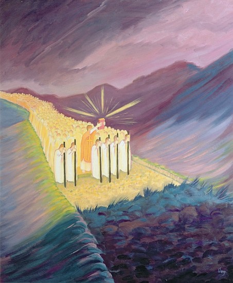 We walk in the Sacred Tradition, guided by the Bible and the Teaching of the Church, 1995 (oil on pa a Elizabeth  Wang