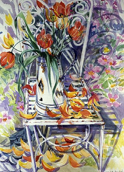 Garden Chair and Poppies a Elizabeth Jane  Lloyd