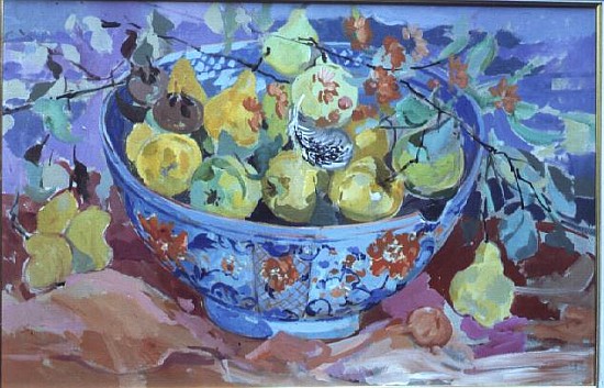 Quinces in a Delft Bowl a Elizabeth Jane  Lloyd