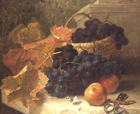 Still Life with Grapes and Scissors on a Stone Shelf a Eloise Harriet Stannard