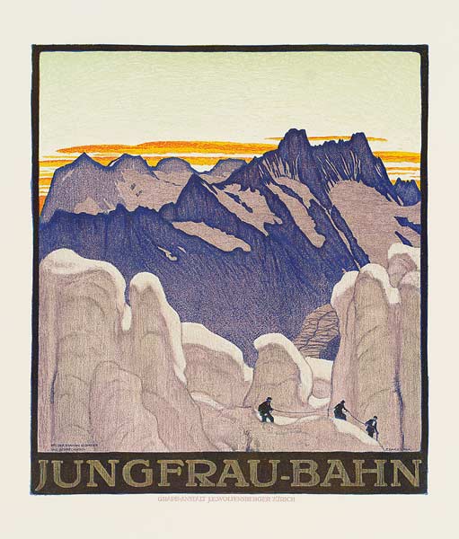 Jungfrau-Bahn, poster advertising the Jungfrau mountain railway a Emil Cardinaux