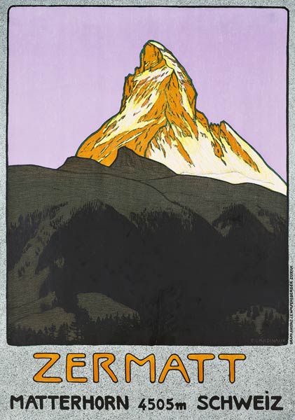 Poster advertising Zermatt, Switzerland a Emil Cardinaux