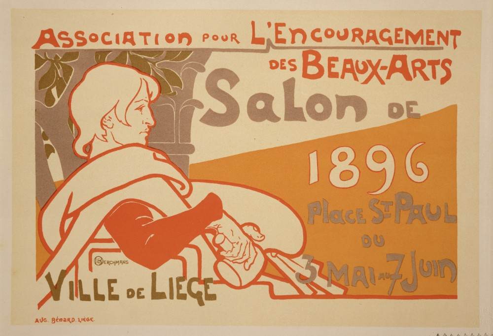 Reproduction of a poster advertising the Association for the Encouragement of Fine Arts 1896 Salon e a Émile Berchmans