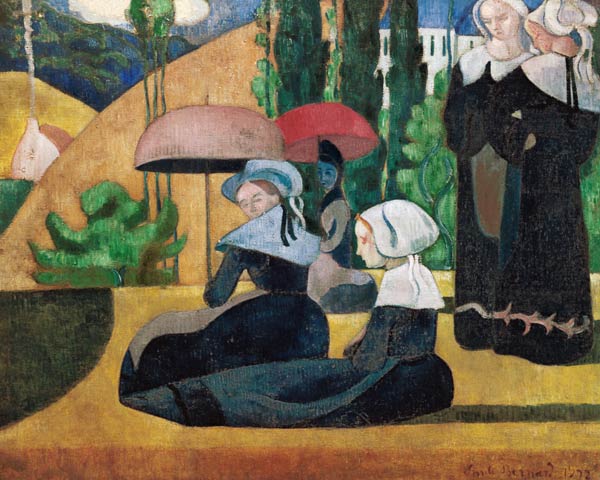 Breton women with parasols a Emile Bernard