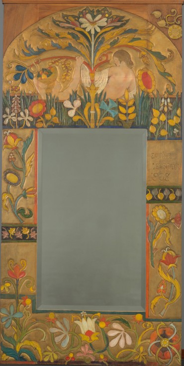 Mirror frame decorated with plants, flowers and two women figures a Emile Bernard