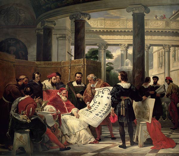 Pope Julius II ordering Bramante, Michelangelo and Raphael to construct the Vatican and St. Peter's a Emile Jean Horace Vernet