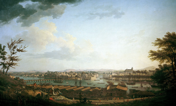 Bayonne, View / Painting by J. Vernet a Emile Jean Horace Vernet