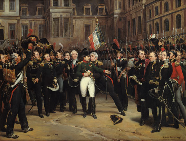 Les Adieux de Fontainebleau, 20th April 1814 a Emile Jean Horace Vernet