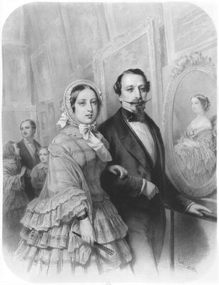 Queen Victoria and Napoleon III Emperor of France, visiting the art gallery of the Universel Exhibit a Emile Lassalle