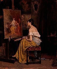 The model in front of the easel. a Emile Robellaz