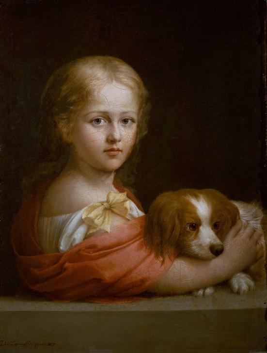 Ein Mädchen mit einem Hund a Emilie Lauchaud de Loqueyssie