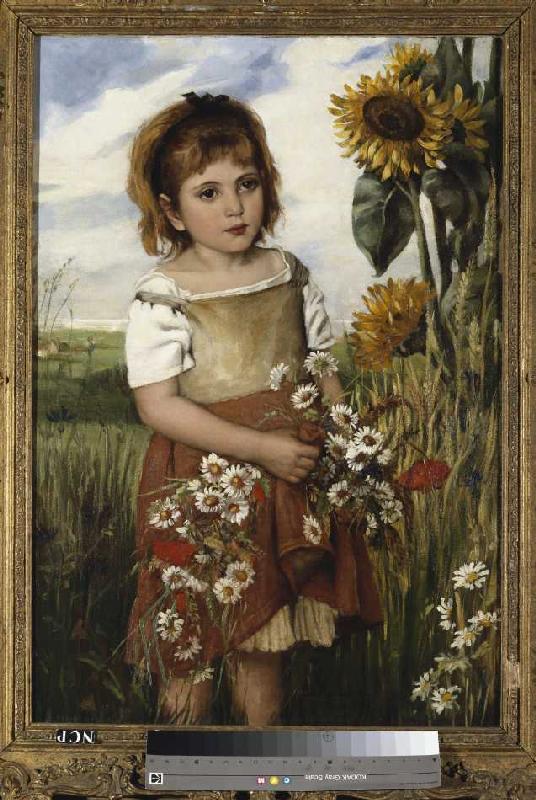 Mädchen mit Wiesenblumen a Emily S. Readshaw
