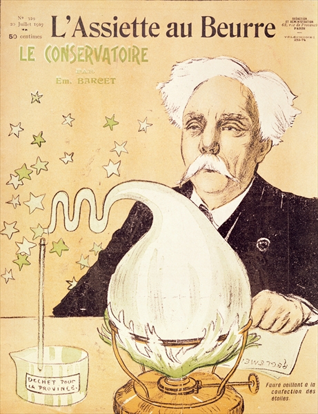 Caricature of Gabriel Faure (1845-1924) creating stars, from ''l''Assiette au Beurre'', 20th July 19 a Emmanuel Barcet