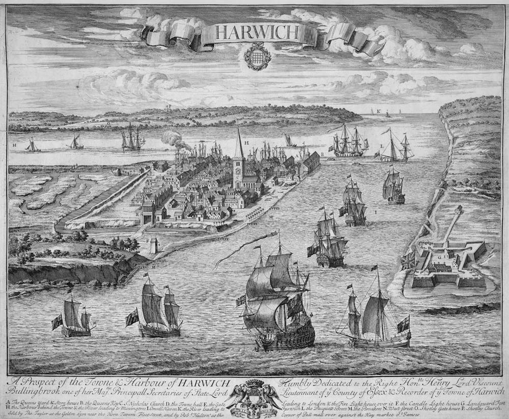 A Prospect of the Towne and Harbour of Harwich a Scuola Inglese